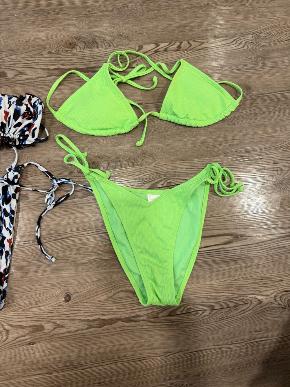 Neon Lime Green Triangle Bikini Set Small